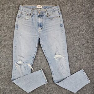 AGOLDE Sophie‎ Skinny Ankle Jeans Women's 27 Mid Rise Light Wash Distressed Blue